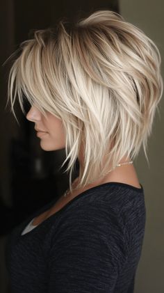 27 Stunning Layered Stacked Bob Haircut Ideas You Need to Try Right Now Structured Bob Haircut, Short Full Hairstyles, Textured Blonde Bob, Short Hair With Layers 2024, Layered Stacked Bob Haircut, Cute Mom Haircuts, Messy Bobs, Messy Bob Haircut, Short Stacked Bobs