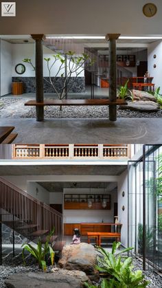 the inside and outside of a modern house