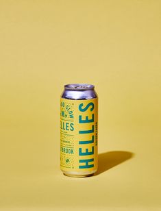 a can of heffles on a yellow background