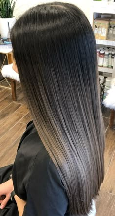 Hair Ombre Blonde Brown, Straight Hair Color Ideas Brunettes, Ash Brown Ombre On Black Hair, Dark Brown Ombre Hair Straight, Long Ombré Hair, Ash Blonde Highlights On Dark Brown Hair, Ombre Ash Brown Hair, Ash Blonde Balayage On Black Hair, Ash Brown Ombre Hair