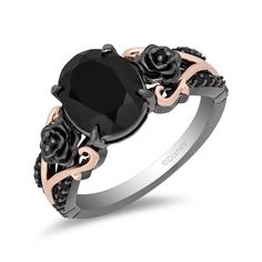 Enchanted Disney Villains Maleficent Oval Onyx and 1/6 CT. T.W. Diamond Ring in Sterling Silver and 10K Rose Gold | Zales Maleficent Ring, Disney Engagement Rings, Disney Rings, Disney Engagement, Enchanted Disney, Enchanted Disney Fine Jewelry, Engagement Ring Ideas, Peoples Jewellers, Man Made Diamonds