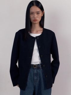 Composition : Polyester 73%, Rayon 26%, Metal 1%Color : Shine NavyCountry of Origin : KOREA Casual Tweed Outerwear For Work, Tweed Jacket, Composition, Jackets & Coats, Blazer, Navy, The Originals, Clothes For Women, Clothes