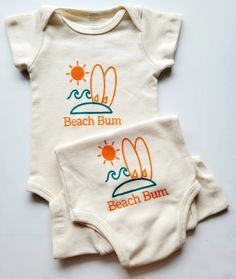 The cool thing about this organic cotton baby onesie - Beach Bum - other than the fact that it’s USA made + sewn with soft organic cotton is that the babe will smile + giggle because the quick changing 3 snap closure means diaper changing is quick. It’s machine washable, lead, phthalate and flame retardant free so it won’t irritate baby’s skin. And, you get kudos for your savvy sense of humor while helping save the planet. So, go ahead and buy this organic cotton baby onesie for the little baby Fantastic Baby, Short Sleeve Romper, Organic Cotton Baby, Beach Baby, Baby Gift Sets, Flame Retardant, Beach Bum, Boho Beach, Save The Planet