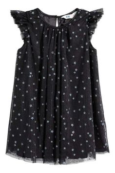 H&M Glittery Tulle Dress Kids Fashion Swag, Black Stars, Kids Fashion Clothes, Flared Dress, Butterfly Sleeves