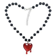 PRICES MAY VARY. Unique Design: The design of this Y2k style necklace is very avant-garde, the chain of the necklace is strung with black beads, the pendant is a red heart that is dripping blood, the heart is a symbol of love, this necklace is perfect for those who love gothic and vampire style. Reliable Material: This necklace is made of high quality acrylic beads and alloy materials, acrylic beads are non-toxic, odorless, hypoallergenic, harmless to the human body, not easy to wear for a long Blood Heart, Beaded Heart Necklace, Heart Pendent, Witch Halloween Costume, Necklace Chain Lengths, Love Symbols, Heart Pendant Necklace, Acrylic Beads, Black Beads