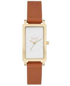 in stock Rectangle Watch, Skagen Denmark, Vintage Watches Women, Brown Leather Watch, White Watch, Three Hands, Women's Watches, Leather Luggage, Skagen