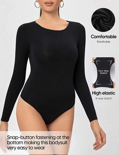 Imported Snap closure Machine Wash Fabric: This long sleeve bodysuit for women material is incredibly soft and buttery. can you allowing for a comfortable wearing experience. Moreover. the bodysuit is stretchy without losing its shape can hold your body like a glove and stretch to twice its size Body-conscious Fit: This long sleeve bodysuit with a crew neckline and a thong-cut bottom. It's comfortable look sleek. high-stretch fabric for its second-skin feel and smoothing effect. The snap at the White Feather Dress, Jeans Joggers, Bodysuit Shirt, Bodysuit Tops, Body Conscious, Tube Top Dress, Beautiful Figure, Pleated Midi Dress, Blazer And Shorts