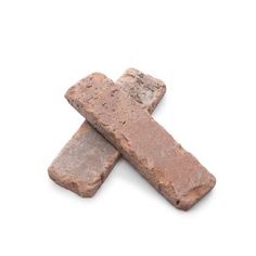 two pieces of brick on a white background