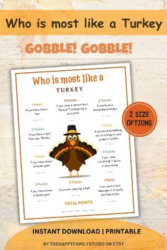 a turkey poster with the words, who is most like a turkey? and an image of