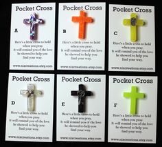 Pocket Cross, Pocket Hug, Pocket Prayer, Pocket Token, Religious Gift, Prayer Cross, Baptism Gift,  Church Gift, Handmade Resin Mini Cross These small crosses are comforting to keep in your pocket or hold in the palm of your hand as a reminder of God's ever-present love and care. Give the gift of Christ and love to your friends at church. These resin pocket crosses are easy to keep on hand as a reminder to say a quick prayer throughout the day or simply remind us of God's love and carry it with Pocket Oratory, Bible Buddies, Christian Crochet, Palanca Ideas, Cross Projects, Church Gifts Ideas, Gods Blessing, Pocket Bible, Pocket Prayer