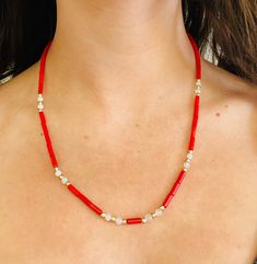 Ammon Necklace - MINU Jewels Moonstone Necklace, Silver Accents, Red Coral, Moonstone, Layering, Gold Necklace, Gold Plate, Coral, Plating