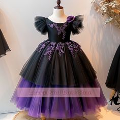 Cute Purple And Black Tulle Hand Made Flower Girl Dresses Brithday Party Princess First Communion Pageant Kids Skirt W8-10.3 on Storenvy Black Princess Dress For Spring, Black Princess Dress For Dress-up, Black Princess Style Spring Dress, Black Princess Dress For Spring Dress-up, Black Princess Dress For Dress-up And Spring, Black Princess Dress For Dress-up In Spring, Fitted Black Princess Dress For Dress-up, Purple Tulle Dress For Costume Party, Black Tulle Dress For Pageants