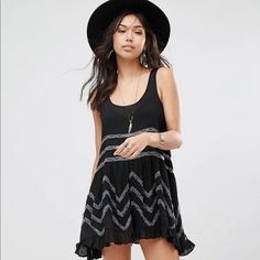 Never Worn, Sample From Free People Showroom. Sheer Slip Dress With Lace Inset Throughout. Ruffled Hem. Free People's Softest Intimates And Best-Ever Base Layers. Black Mini Dress Beachwear For Spring, Black Sleeveless Mini Dress For Festival, Black Sleeveless Bohemian Mini Dress, Black Bohemian Mini Dress For Summer, Black Bohemian Mini Dress For Day Out, Black Mini Dress For Summer Daywear, Black Summer Mini Dress For Daywear, Sheer Slip Dress, Slip Dress With Lace