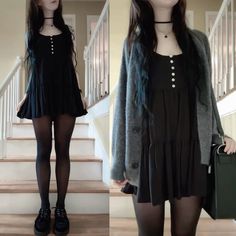 Casual Gothic Outfits, Goth Outfit Inspo, Cozy Goth, Dark Beauty Fashion, Outfits 2014, 2010s Fashion, Black Wardrobe, Fits Aesthetic, Uni Outfits