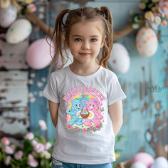 Happy Easter bears kids shirt Playful White Shirt With Custom Print, White Shirt With Cartoon Print As Gift, White Printed Shirt As A Gift, White Printed Shirt As Gift, Playful White T-shirt For Easter, White Playful T-shirt For Easter, Playful White Easter T-shirt, Valentines Accessories, Vacation Tank Top