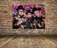 Run DMC Mr Brainwash Grafiti Hip Hop Legends Canvas Print Hip Hop Legends, Mr Brainwash, Run Dmc, 90s Party