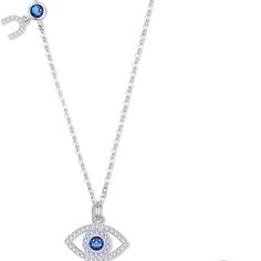 Sterling Silver Evil Eye Necklace S925 Evil Eye Necklace, Eye Necklace, Silver Blue, Evil Eye, Blue And Silver, Silver 925, Womens Jewelry Necklace, Color Blue, Jewelry Necklaces