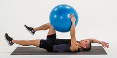 a man is doing exercises with an exercise ball