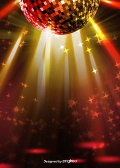 a disco ball with lights and stars in the background