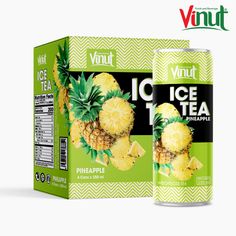 two cans of ice tea with pineapple on the front and one in the back