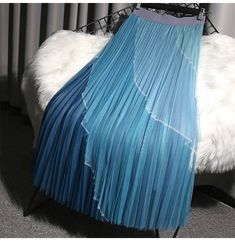 3 Layers Elegant Patchwork Mesh High Waist Midi Long Tulle Pleated Skirt | Uniqistic.com Spring Stretch Patchwork Skirt, Winter Blue Pleated Skirt, Layers Korean, Blue Dip Dye, Unique Skirts, Fluffy Skirt, Fashion Umbrella, Long Denim Skirt, Womens Pencil Skirts