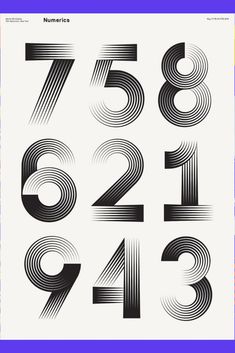 the numbers are black and white, with different lines on each one side that appear to be curved