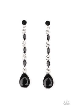 Dainty black marquise rhinestone frames drip from a classic black rhinestone fitting. An oversized teardrop rhinestone swings from the bottom for a dramatic finish. Earring attaches to a standard post fitting. Sold as one pair of post earrings. Royal Goth, Earrings Dainty, Paparazzi Accessories, Exclusive Jewelry, Black Earrings, Paparazzi Jewelry, White Earrings, Black Rhinestone, Rhinestone Earrings