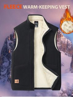 Men Outdoor Hiking Cycling Windproof Waterproof Breathable Thick Heated Insulated Vest Grey   Sleeveless Woven Fabric Colorblock,Letter,Plain,Striped Fleece jacket Non-Stretch  Men Outdoor Apparel, size features are:Bust: ,Length: ,Sleeve Length: Mens Outdoor Vest, Sleeveless Vest Jacket, Vest Jackets, Coats Men, Outdoor Vest, Jackets Fashion, Wool Vest, Casual Vest, Sleeveless Jacket