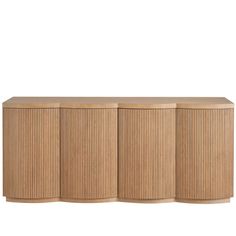 the sideboard is made out of wood and has three sections that are lined together