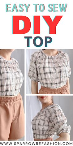 an easy to sew diy top is shown with instructions for how to make it