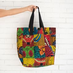 Patch Market Tote - Kenyan materials and design for a fair trade boutique Rectangular Multicolor Beach Bag For Everyday Use, Multicolor Rectangular Travel Diaper Bag, Multicolor Travel Diaper Bag Rectangular, Multicolor Cotton Beach Bag For Travel, Large Capacity Multicolor Rectangular Beach Bag, Multicolor Large Capacity Rectangular Beach Bag, Multicolor Travel Tote Beach Bag, Multicolor Canvas Bag With Pockets, Summer Multicolor Canvas Bag With Large Capacity