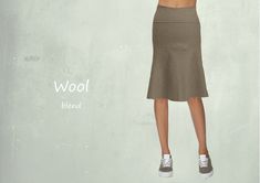 "*Short skirt made of wool caban. Fitted at the waist and hip and becoming more widely to the hem. The inside and outside seams are finished with rustic \"rawe edge\" jagged seams. Lined. Zipper mid back. * Fabric: Smooth falling wool blend: 60% wool, 40% viscose. * MODEL: Classic model, fitted at hip and waist. Wider at the knee in a feminine hourglass model. *SIZING: The sizes are specified in the sizechart. Side length: 25\" *SIZE CHART: Based on approximate body measurements. The available s Winter Wool Skirt, Long Wool Skirt, Skirt Winter, Skirt A Line, Fair Trade Clothing, Shades Of Turquoise, Winter Skirt, Boiled Wool, Wool Skirt