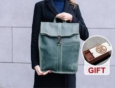 This Leather Backpack for Women is a handmade product crafted from high-quality genuine leather. This backpack is designed to be practical, versatile, and stylish for everyday use, whether you're traveling, working, or studying. The backpack is available in various sizes and colors, making it easy to find the perfect one that suits your style and needs. The adjustable shoulder straps ensure a comfortable fit for all body types, making it easy to carry your belongings around with you all day. The Gift Backpack, Leather Backpack Suitable As A Gift, Casual Rectangular Backpack As Gift, Leather Backpack Perfect For Gift, Leather Backpack Bag For Gift, Back To School Satchel Backpack As Gift, Back-to-school Satchel Backpack As Gift, Large Capacity Backpack Gift, Rectangular Large Capacity Backpack Gift