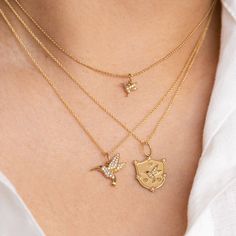 Gold & Diamond Tiny Hummingbird Charm – Sydney Evan Gold Hummingbird, Gold Ball Chain, Script Necklace, Sapphire Eyes, Saturn Necklace, Hand Chain Bracelet, Hummingbird Necklace, Face Necklace, Bezel Necklace