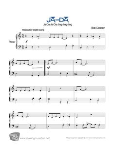 sheet music with the words ja - da on it