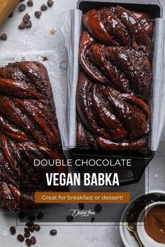 double chocolate vegan bake with coffee beans on the side