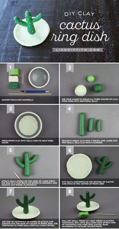 instructions to make cactus ring dish with clay