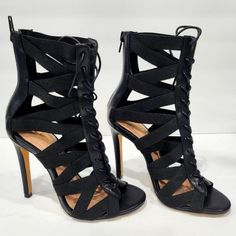 Super Cute Lace Up Strappy Heels By Aldo. Only Tried On Inside Of Store And Hoise. Never Worn Outside. Straps Are Elastic And Form Fittong To Feet. Black Strappy Sandals, Aldo Shoes, Strappy Heels, Strappy Sandals, Shoes Women Heels, Shoes Heels, Super Cute, Size 7, Lace Up