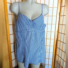 New With Tags, Tommy Hilfiger Signature Blue And White Stripe Cami Style Tank Top In Xl Size. Side Zipper, Measurements Are Approximately 27 Inches Long And Pit 2 Pit Measure Is Approximately 21 Inches Across The Front. Made Of 100 Cotton. Smoke Free Home Thanks For Looking Summer Striped Tops By Tommy Hilfiger, Tommy Hilfiger Striped Tops For Summer, Tommy Hilfiger Striped Tops For Spring, Tommy Hilfiger Jeans Woman, Chain Tank Top, Jeans Tank Top, Tommy Hilfiger Top, Style Tank Top, High Neck Tank Top