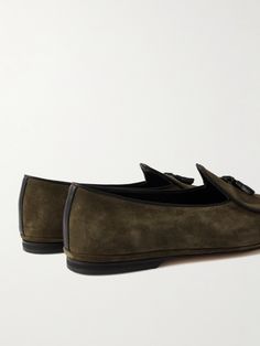 Rubinacci's 'Marphy' loafers are made to be as comfortable as a pair of slippers. Crafted from soft suede, they have an elegant almond-toe profile and natty leather tassels. They're the perfect accompaniment to the brand's tailoring. Suede Loafers For Men, Mens Suede Loafers, Loafers For Men, Luxury Sneakers, Driving Shoes, Suede Loafers, Fine Jewelry Designers, Slides Shoes, Classic Sneakers