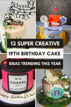 birthday cakes with the words super creative on them are featured in this collage for an article about cake decorating