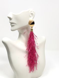 Handmade earring Pink Fluffy Earrings, Fur Earings, Adjustable Pink Tassel Drop Earrings, Pink Pom Pom Earrings, Handmade Vibrant Pink Earrings, Jewelry Earrings Hoops, Handmade Earrings, Etsy Earrings, Hoop Earrings