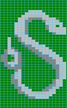 a cross stitch pattern with the letter d in grey and green colors on a green background