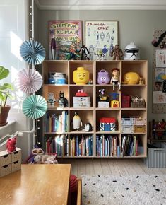 a book shelf filled with lots of books