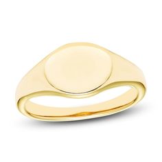 Make this classic signet ring uniquely your own. 14K yellow gold Engravable oval center Tapered shank for comfortable fit Personalize with 1 line up to 4 characters. Classic Yellow Gold Oval Signet Ring, Classic Oval Yellow Gold Signet Ring, Classic Gold Rings With Oval Link, Classic Oval Signet Ring Tarnish Resistant, Yellow Gold Oval Signet Ring With Polished Finish, Oval Yellow Gold Signet Ring With Polished Finish, Modern 14k Stamped Oval Signet Ring, Modern Oval 14k Stamped Signet Ring, Oval Initial Ring In Yellow Gold With Polished Finish