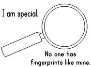 a magnifying glass with the words god made me special no one has fingerprints like mine