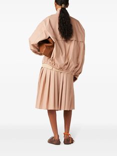 Miu Miu Poplin Blouson Jacket - Farfetch Miu Miu Long-sleeved Outerwear With Pockets, Miu Miu Long Sleeve Outerwear With Pockets, Spring Miu Miu Outerwear For Work, Miu Miu Spring Outerwear For Work, Miu Miu Spring Workwear Outerwear, Spring Gabardine Outerwear For Daywear, Chic Miu Miu Outerwear For Work, Chic Pleated Spring Outerwear, Spring Pleated Long Sleeve Outerwear