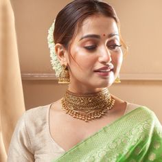 Maithili Antique Choker Set Oxidised Jewellery With Saree, Jewellery With Saree, Antique Choker, Choker Sets, Temple Jewelry Necklace, Jewelry Traditional, Bridal Necklace Designs, Neck Pieces Jewelry, Antique Gold Jewelry Indian