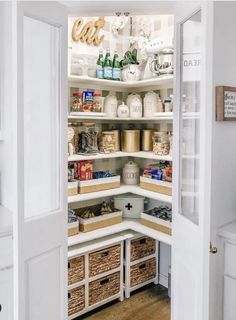 an open pantry filled with lots of food