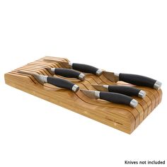 Classic Cuisine Bamboo In-Drawer Knife Block Storage Organizer Holds 15 Knives Image 1 Drawer Knife Block, Wood Cutlery, Knife Organization, Engraved Pocket Knives, Cutlery Storage, Knife Block Set, Kitchen Drawers, Green Wood, Utility Knife